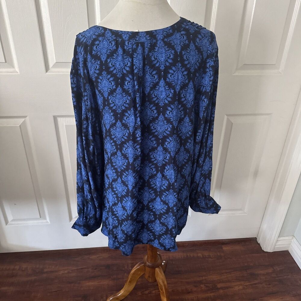 Terra & Sky Womens‎ Plus Size 3X Blue Floral Tunic Long Sleeve Asymmetrical Hem - Picture 5 of 11